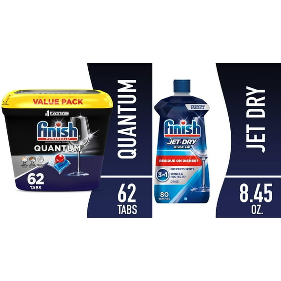 Finish Regimen Bundle: Finish Quantum 62ct Dish Pod   Finish Jet Dry Rinse Aid 8.45oz