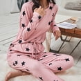 thumbnail image 3 of Joyshaper Womens Cotton Pajama Set Long Sleeve Tops Jogger Pants with Pockets Loungewear Sets(Pink Stars-2X), 3 of 7