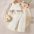 thumbnail image 6 of JUMEYU Girls' Clothing Sets Toddler Girls Summer Outfit Girl Sister 2pcs Sets T-Shirt + Flare Leg Pants 3T 4T (White,3-4 Years), 6 of 9