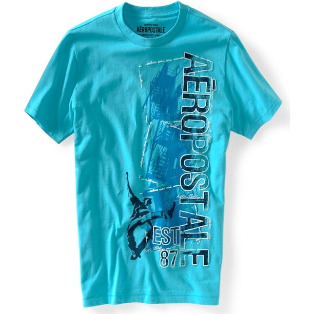 Aeropostale New York Aero Graphic playera para hombre, azul, mediano