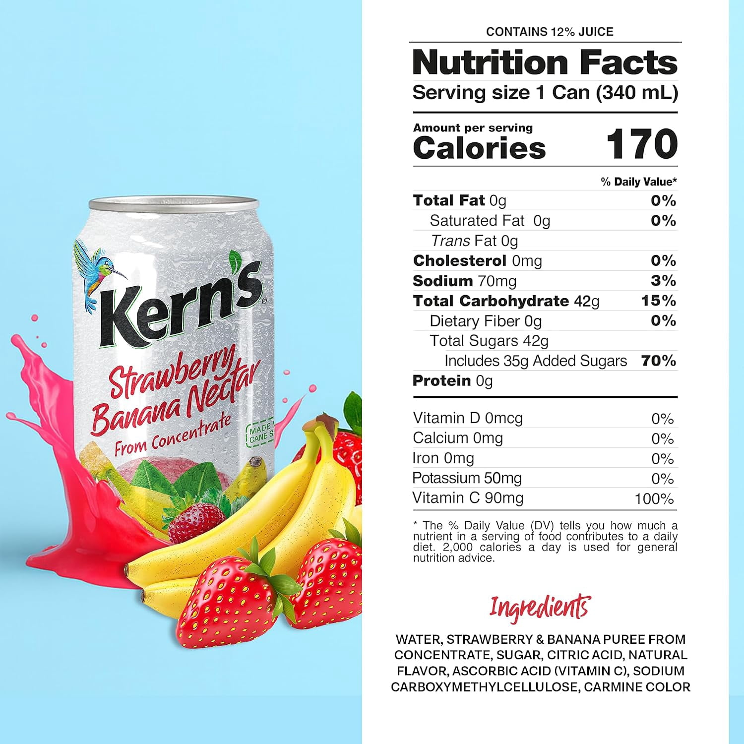 (8 pack) Kern’s Strawberry Banana Juice Nectar, 11.5 fl oz
