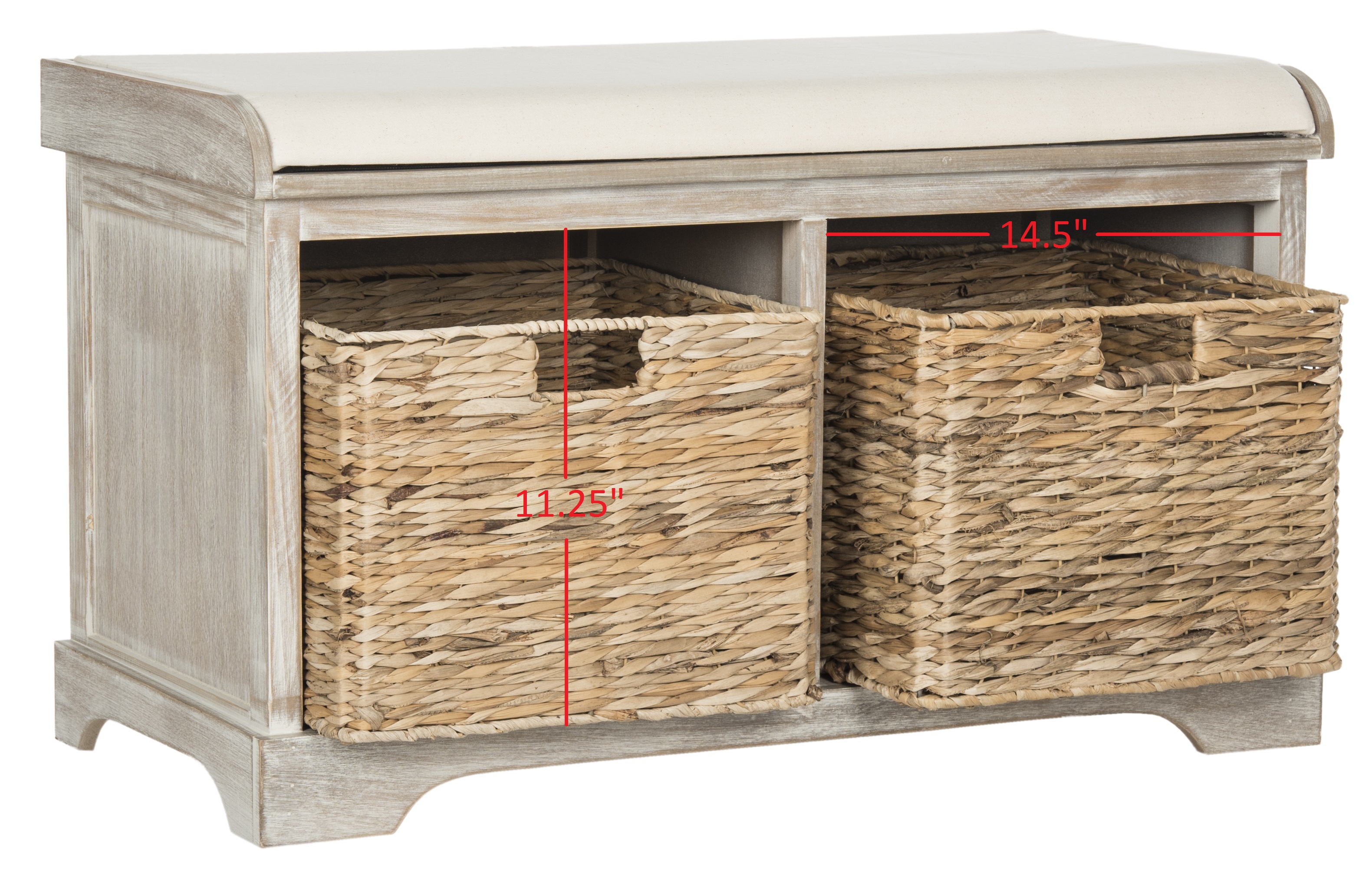Safavieh Freddy Wicker Storage Bench, Vintage White photo 5
