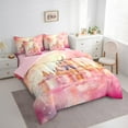 thumbnail image 3 of Feelyou Pink Cartoon Castle Twin Bedding Sets 7-Piece, Dreamy Watercolor Bedding Comforter Set, Fairy Tale Sheet Sets, Breathable Room Decoration, 3 of 7