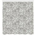 thumbnail image 2 of Floral Shower Curtain, Hand Drawn Detailed Composition of Flowers Blooming on a Plain Background, Fabric Bathroom Set with Hooks, 69W X 70L Inches, Charcoal Grey White, by Ambesonne, 2 of 2