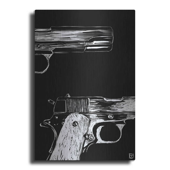 Luxe Metal Art 'Guns' by Giuseppe Cristiano, Metal Wall Art, 12"x16"