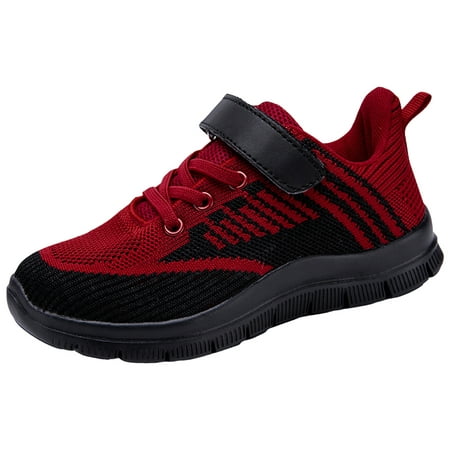 

ZMHEGW All Season Children Boys Sports Shoes Flat Thick Bottom Lightweight Non Slip Lace Up Hook Loop Colorblock Mesh Upper Breathable And Com table Soccer Shoes Pr2 Shoes Shoes Boys School Old