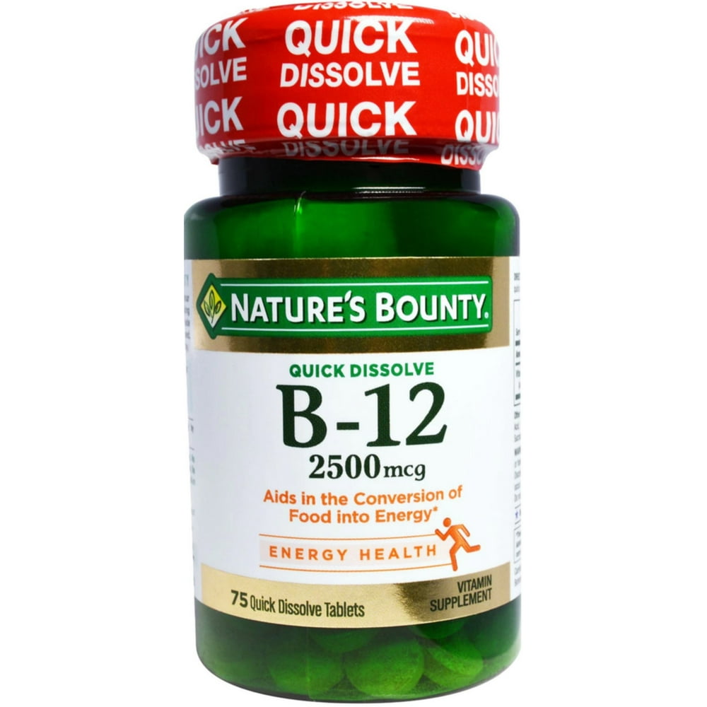 Nature's Bounty Vitamin Quick Dissolve B12 2500 mcg Tablets, 75 ea