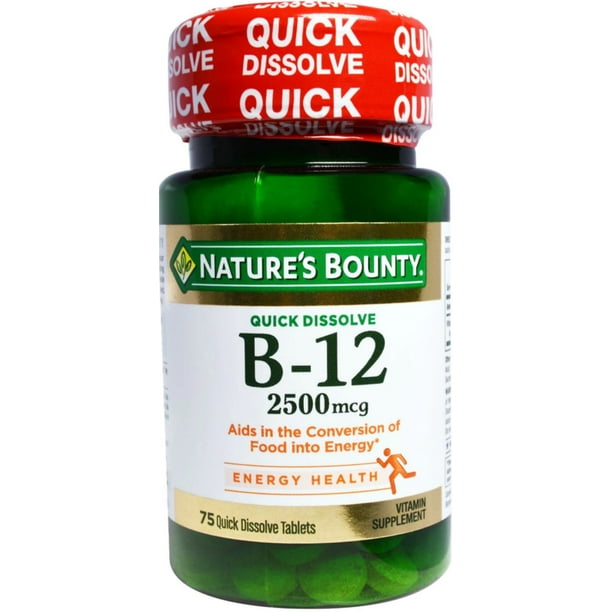 Nature's Bounty Vitamin Quick Dissolve B12 2500 mcg Tablets, 75 ea