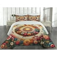 thumbnail image 2 of Ambesonne Floral Quilted Coverlet 3 Pcs, Botanical Colorful Circle, King Size, Orange Evergreen Pink, 2 of 4
