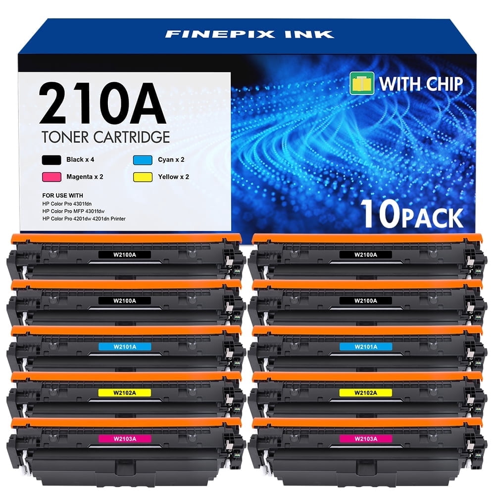 10 Pcs 210A Toner Cartridges Compatible for 210A W2100A Color Laserjet Pro MFP 4301 4201 4301fdw 4301fdn 4201dn 4201dw 210X W2100X Printer Ink, Black Cyan Yellow Magenta