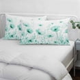 thumbnail image 4 of Teal Spring Floral Pillow Covers Queen, Summer Botanical Watercolor Vintage Soft Brushed Microfiber Breathable Throw Pillow Covers, Pillowcase with Zipper for Couch Sofa Bedroom Living Room 20"x30", 4 of 9