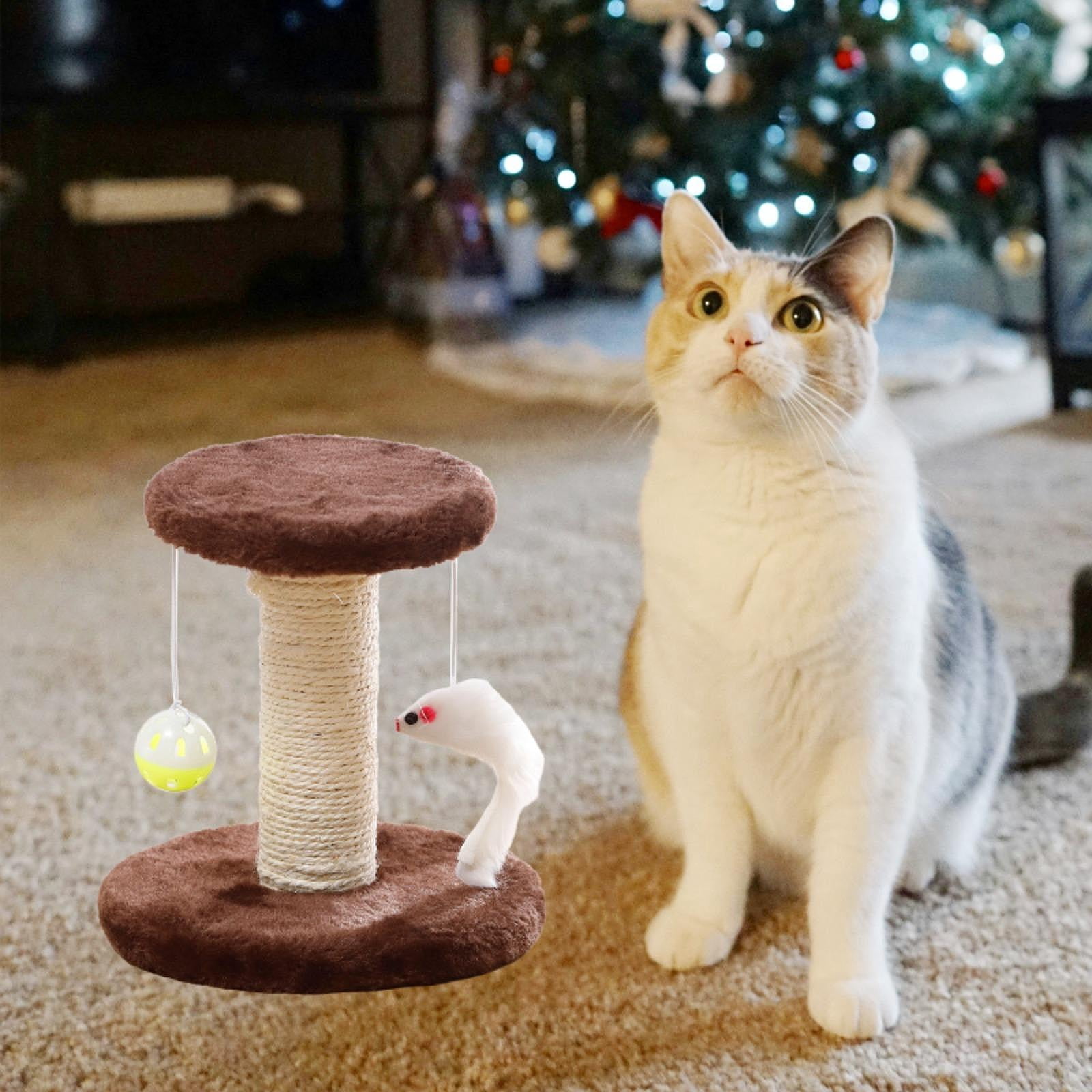EHJRE Cat Scratching Post, Sisal Climbing Frame for Cats Indoor, Interactive Cute Sisal Scratching Post for Kittens, Home Decoration Brown