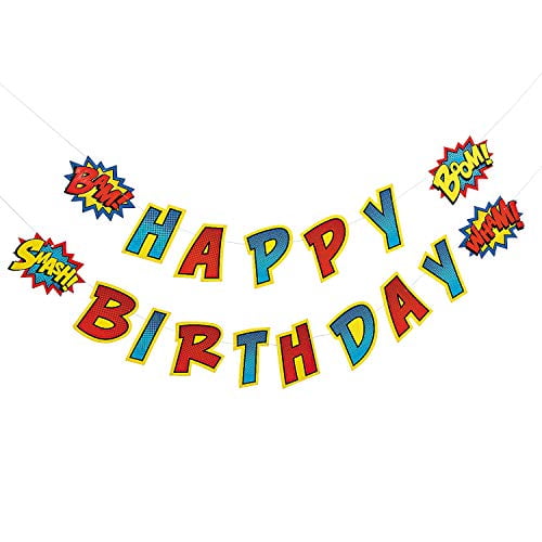 Superhero Birthday Garland - Party Decor - 2 Pieces