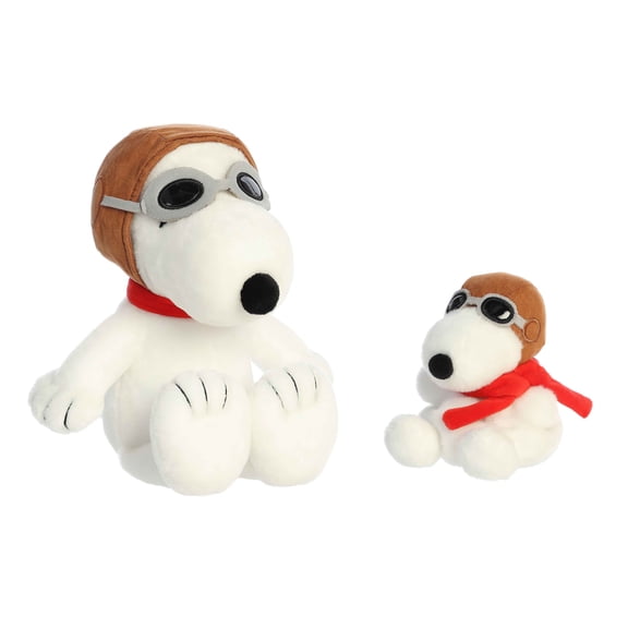 Aurora 2 Pc Peanuts Beagle Flying Ace Snoopy Bundle, 5" Palm Pal and 12" Plush