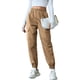 thumbnail image 1 of Joggers para mujer, puños en el tobillo, bolsillo cargo, elásticos, Color puro, cintura alta, pantalones de chándal para fiesta, deportes, oficina, 1 of 6