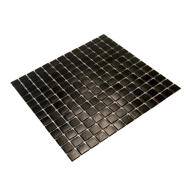 Dune 12 in. x 12 in. Glossy Black Glass Mosaic Wall and Floor Tile (20 sq. ft./case) (20-pack)