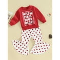 thumbnail image 3 of Suealasg Toddler Girl Valentine's Day Outfits Set Clothes 6M 1T 2T 3T Kids Girl Long Sleeve Letter Print Sweatshirt + Heart Print Pants Set 2Pcs Casual Spring Clothing for Baby Girl, 3 of 9