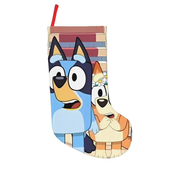 Saiise Bluey Print 18 Inches Christmas Stockings,Large Stockings for for Christmas Xmas Tree Holiday Fireplace Family Decor Gifts