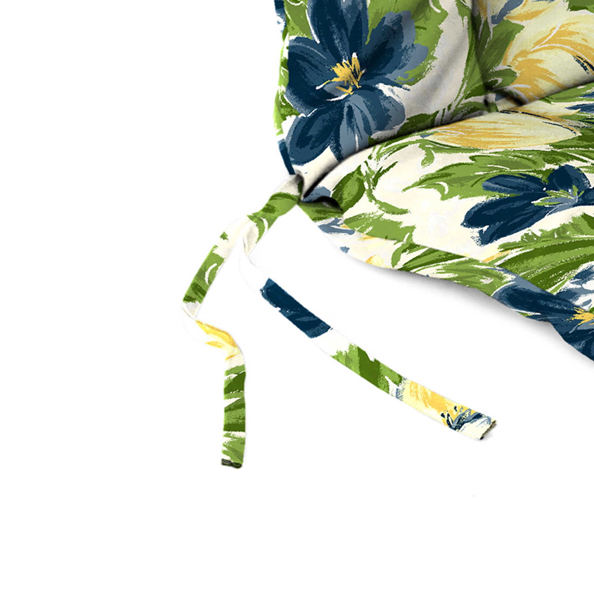 Jordan Manufacturing 38" x 21" Rebecca Asparagus Green Floral Rectangular Outdoor Wrought Iron Chair Cushion with Ties and Hanger Loop