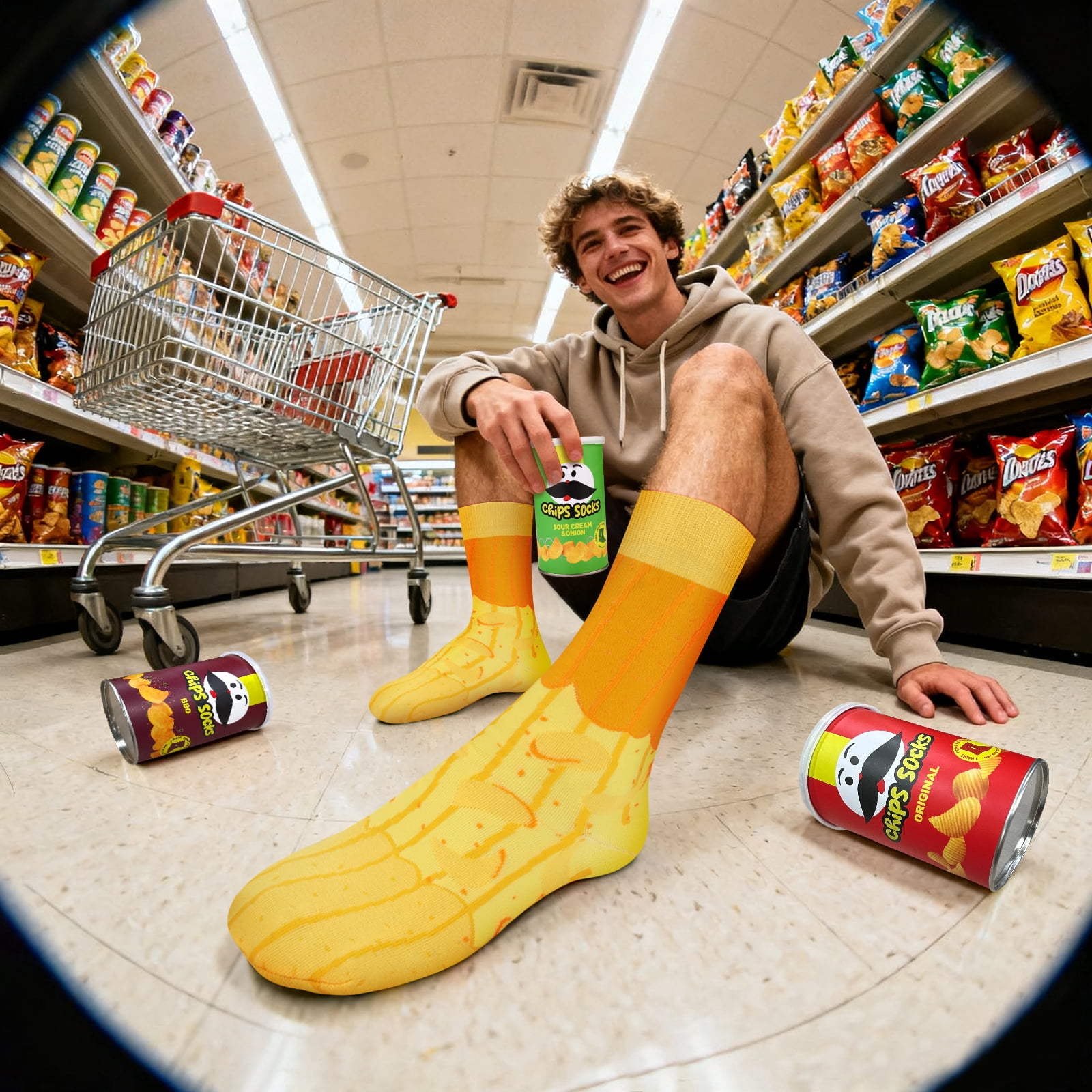Funny Chips Box Socks - Unique Gag Gifts for Men Women Teen Boys - Novelty Funky Cool Crazy Silly Food Socks - Birthday Easter Fathers Day Fun Gifts for Him Dad Christmas Stocking Stuffers -3 Pairs