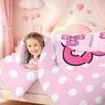 thumbnail image 3 of meiyoeat Cute Bow Initial B Twin Comforter Sets For Girls,Pink Polka Dot Monogram Art Bedding Set,Pink Reversible,2 Pieces,1 Comforter and 1 Pillowcase, 3 of 7