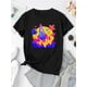 thumbnail image 2 of Camiseta De Verano Para Mujer, Camisetas Suaves De Verano Para Mochilero, Viajes En La CalleWomen's Colorful Rocket Ship Print Tee - Playful Casual Short Sleeve T-Shirt, Vibrant Space-Themed Design, 2 of 6