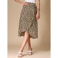 thumbnail image 3 of DARING DIVA Women's Tie Front Split Floral Wrap Midi Skirts S Khaki, 3 of 6