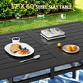thumbnail image 6 of SOLAURA Outdoor Dining Table, 60" x 37"Outdoor Rectangular Metal Table with 1.57" Umbrella Hole, for Backyards, Porches, Gardens or Poolside, Black, 6 of 9