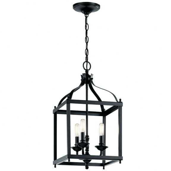 42566BK Kichler Lighting Larkin - 3 light Cage Foyer - with Traditional inspirations - 22.25 inches tall by 12 inches wide-Black Finish