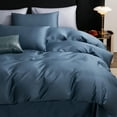 thumbnail image 4 of MooMee Duvet Cover Set Queen 600-TC 100% Long-Staple Cotton Sateen Silky Smooth Luxury (Dark Blue, 90"x90"), 4 of 6