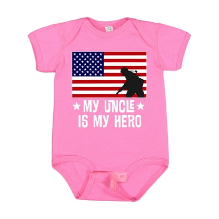 

Inktastic Military Uncle is My Hero US Flag Gift Baby Boy or Baby Girl Bodysuit