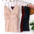 thumbnail image 4 of Deepwonder Women's V Neck Sleeveless Lace Camisole Tank Lace Shirts Blouses Smooth Shaping Tops Wide Shoulder Strap Vest With Detachable Chest Pad, 4 of 4