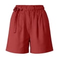 thumbnail image 5 of Inverlee Womens Elastic Waist Cotton Shorts with Cuffed Hem Casual Loose Fit Summer Vacation Shorts Watermelon Red XL, 5 of 6