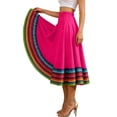 thumbnail image 4 of Costeam Womens Ethnic Print Flowy Midi Skirt Full Elastic High Waist Wide Swing Hem Lightweight Breathable Loose Dance Performance A Line Skirts, 4 of 7