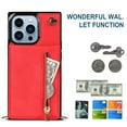 thumbnail image 4 of Allytech for iPhone 16 Pro Max Case with Detachable Crossbody Strap, PU Leather Stand Wallet Purse Case with Credit Card Slots Zipper Pocket Case for iPhone 16 Pro Max, Red, 4 of 12