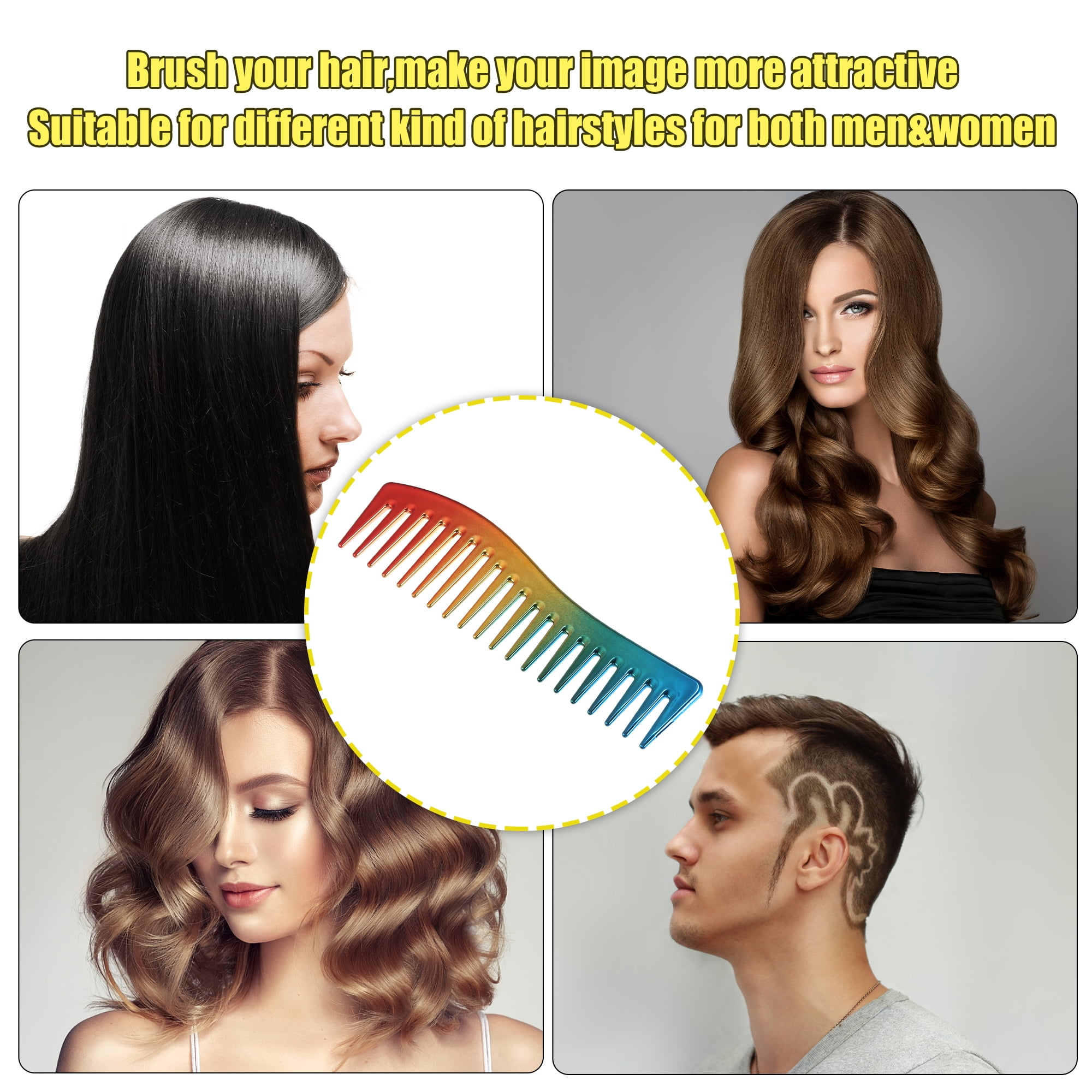Unique Bargains Wide Tooth Hair Comb All Purpose Detangling Styling Comb Plastic Multicolor