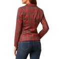 thumbnail image 4 of MODA NOVA Juniors Plaid Double Breasted Notched Lapel Blazer Jackets, 4 of 7