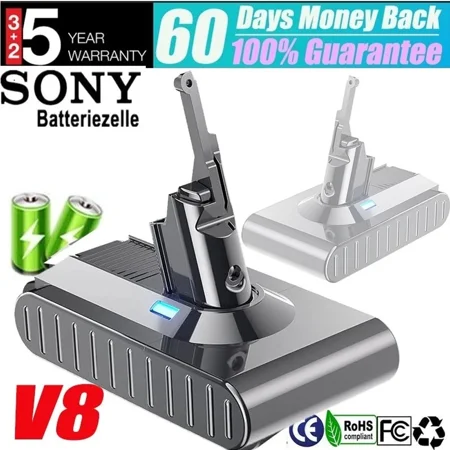 6400mAh V8 SV10 Battery For Dyson V8 Absolute 21.6V Animal Fluffy Vacuum Cleaner