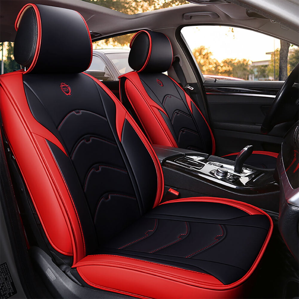 Fly5D 5-Seat Car Seat Cover Cushion W/Pillow Set 11pcs Red Leather Protectors US