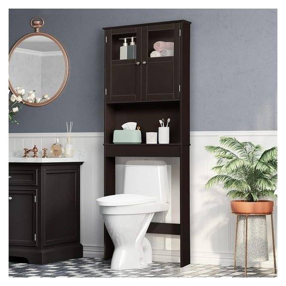 Over The Toilet Storage Space Saver Bathroom Cabinet Organizer Storage Cabinet Brown