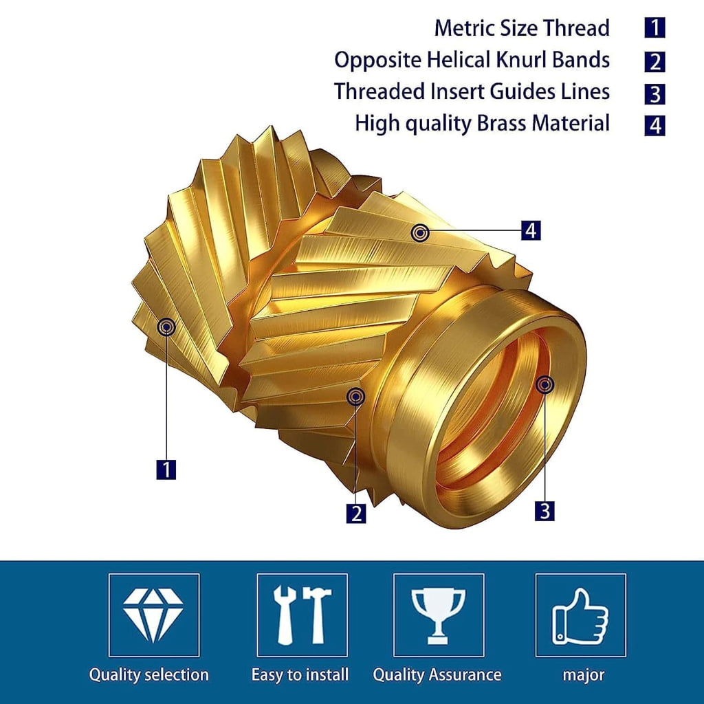 Geemin 330pcs/set Versatile Brass Threaded Inserts Assorted Sizes for Multiple Uses