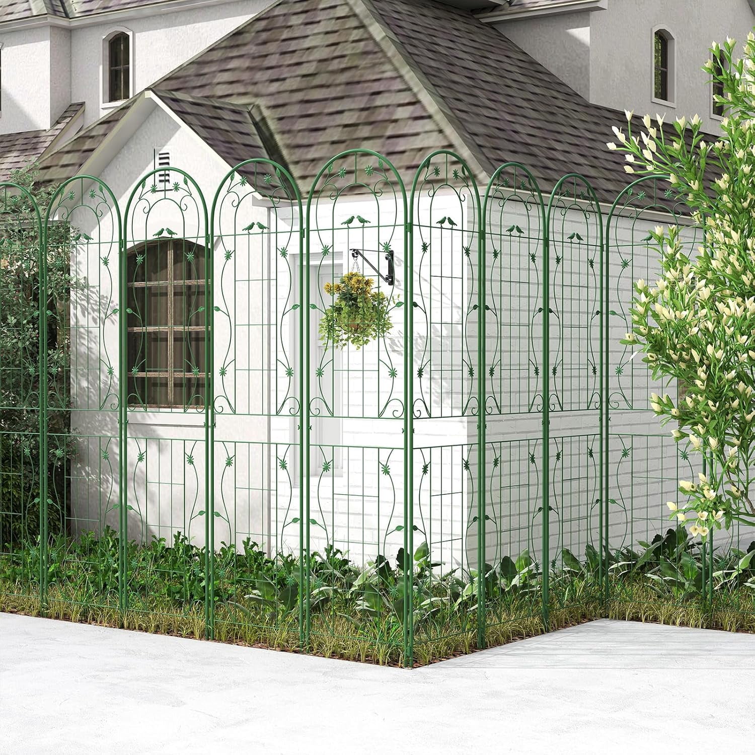 CHTER 2 Pack Garden Trellis, 7.2 FT Tall Galvanized Steel Trellis for Climbing Plants Outdoor for Patio Lawn Wall Decor, Plant Trellis for Vine Cucumber Tomato Flower Clematis Roses, Green