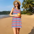 thumbnail image 3 of Fotbe American Patriotic Stars And Stripes Vestido de Verano sin Mangas para Mujer – Vestido Midi Línea A, Estilo Camiseta Floral, Vestido Playero Casual y Fluido, 3 of 7