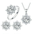 thumbnail image 3 of Ayyufe Women Cubic Zirconia Snowflake Pendant Necklace Stud Earrings Ring Set, 3 of 6