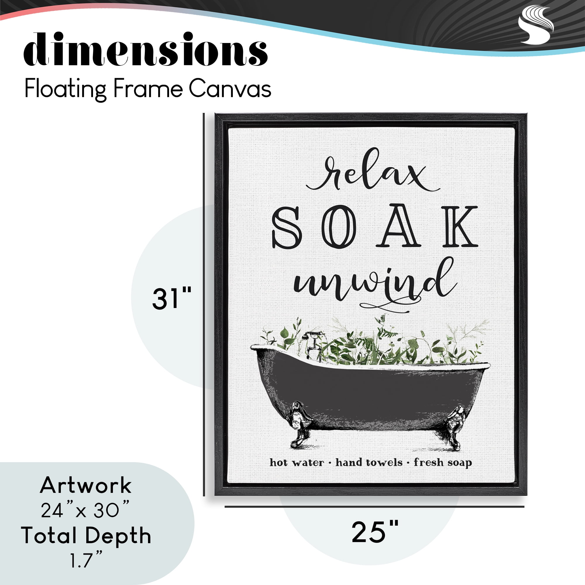 Vintage Bathing Reminders Black Framed Floater Canvas Wall Art, design by Lettered and Lined