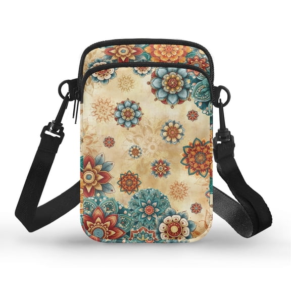 HELLHERO 4.33x1.97x7.09 Crossbody Small Crossbody Bags, Adults with Trendy Multi-Floral Geometric