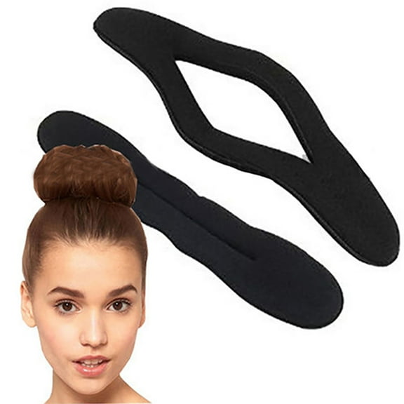 Skymirror 2Pcs/Set Hair Bun Easy-cleaning Multifunctional Black Sponge Hair Styling Tools for Girl