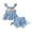 Blue, variant on WRKEKC Girls 2 piece Outfits Double Flutter Sleeve Straps Top and Lace Bow Hem Shorts Set for 3-24 Months