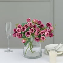 Efavormart 2 Pack | 12" Dusty Rose Artificial Open Rose Flower Bouquets, Small Faux Floral Arrangements
