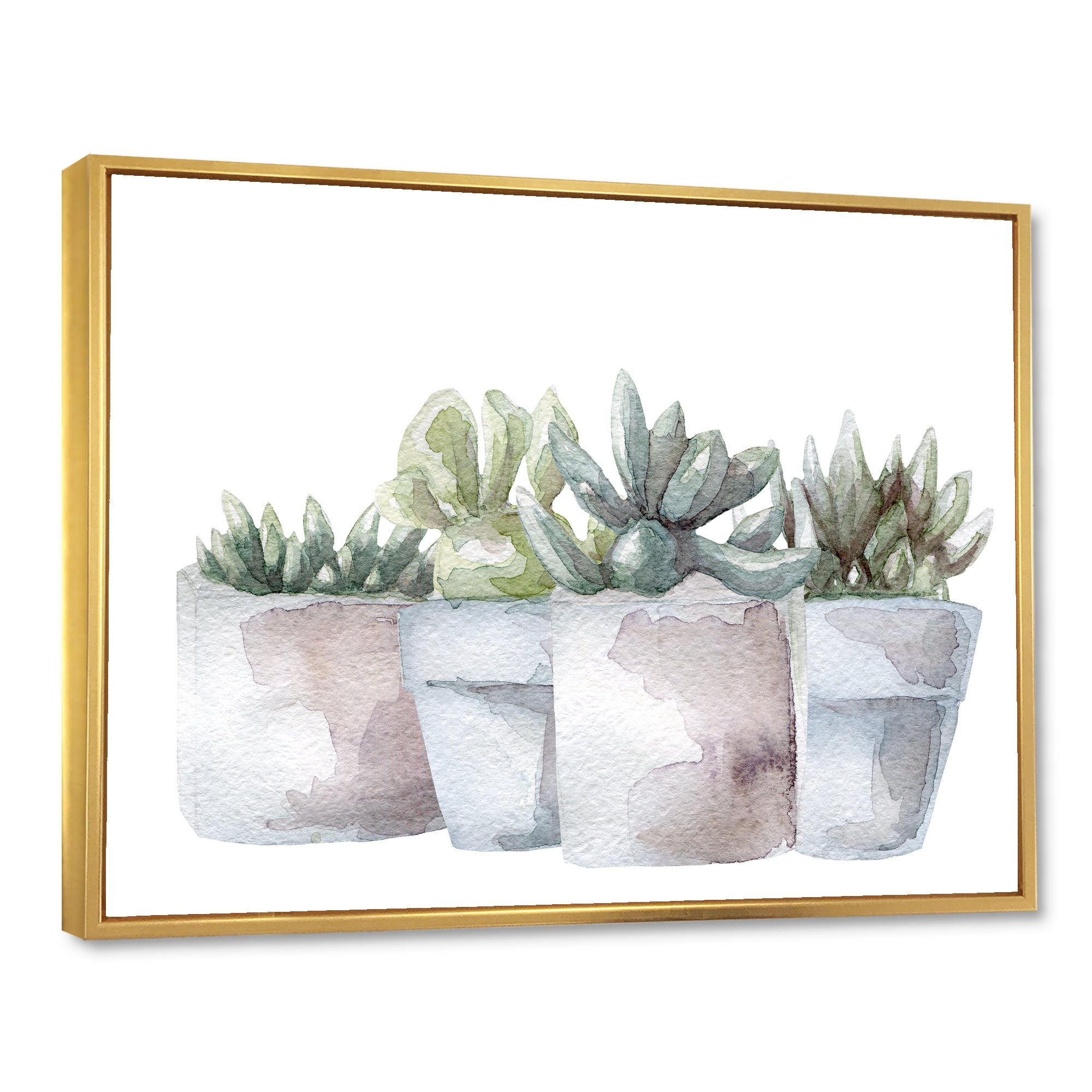 Designart 'Succulent and Cactus House Plants III' Farmhouse Framed Canvas Wall Art Print